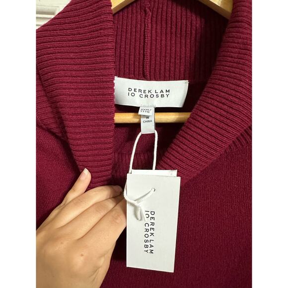 DEREK LAM 10 CROSBY‎ Corinne Mix Media Turtleneck Sweater burgundy XXXL NEW $395 - Picture 4 of 8